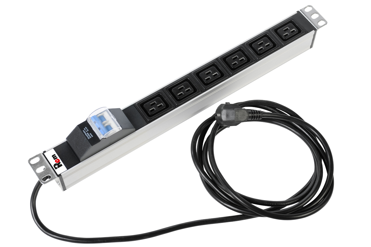 

Блок розеток (PDU) Rem R-16-6C19-A-440-3, 1U, кол-во розеток:6 (6xC19), 16А, черный/серебристый, кабель питания 3 м (30112224406), R-16-6C19-A-440-3