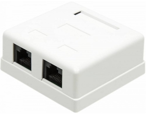 

Розетка RJ-45+RJ-45 открытый монтаж категория 5e, TWT (TWT-SM2-4545-WH)