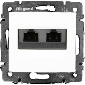 

Розетка RJ-45+RJ-45 скрытый монтаж категория 5e, белый, Legrand Valena (774239)