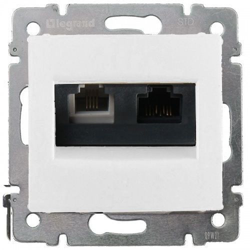 

Розетка RJ-45+RJ-11 скрытый монтаж категория 6, белый, Legrand Valena (770080)