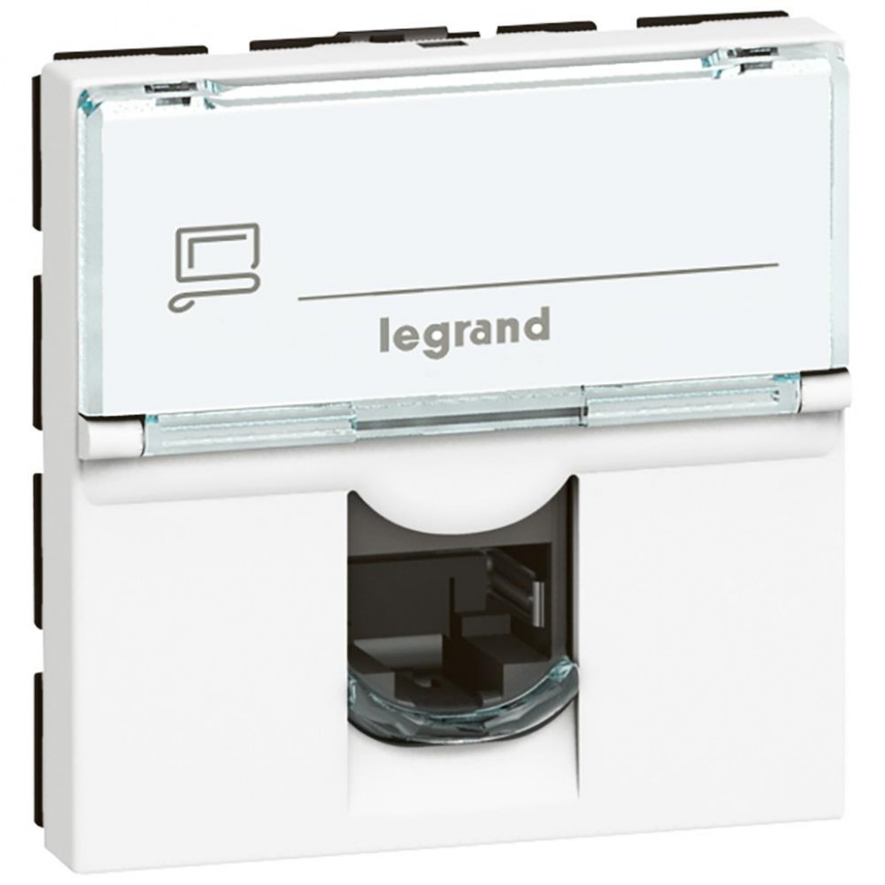 

Розетка RJ-45 в кабель-канал категория 6, 2 модуля, белый, Legrand Mosaic (076564)