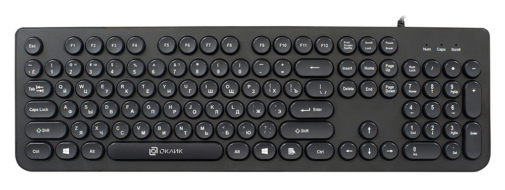 

Клавиатура проводная Oklick 400MR, мембранная, USB, черный, 400MR
