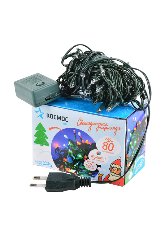 

Гирлянда КОСМОС 80-светодиодов, 8-режимов, 8.8м, мультиколор (KOC_GIR80LED_RGB), KOC_GIR80LED_RGB
