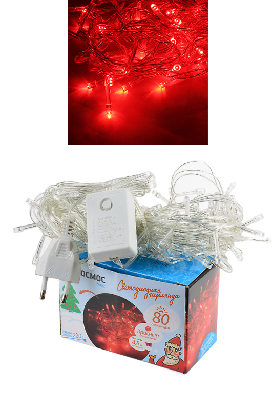 

Гирлянда КОСМОС KOC_GIR80LED_R, красный, KOC_GIR80LED_R