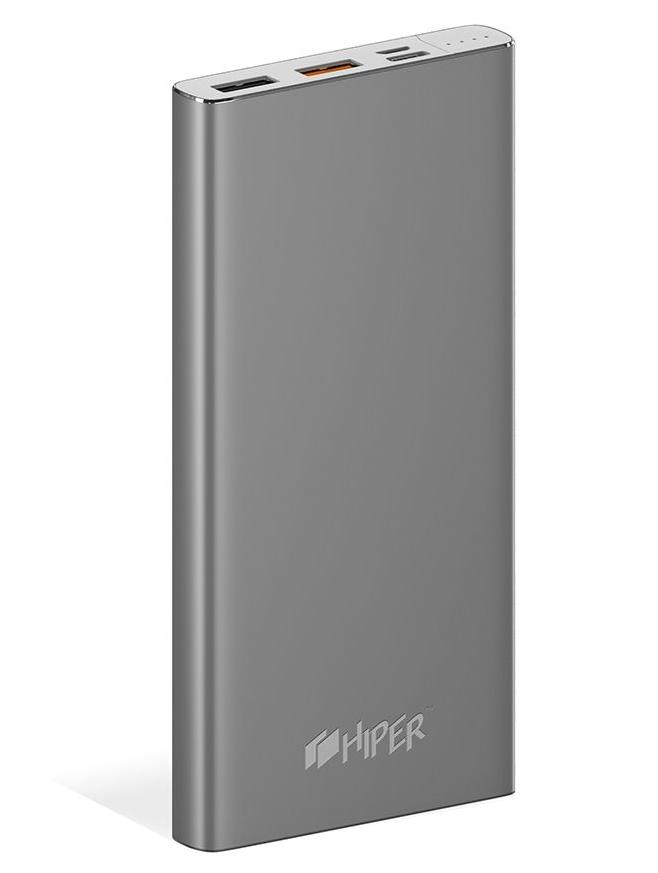 

Портативный аккумулятор (Powerbank) HIPER MPX10000, 10000mAh, 2xUSB, 3A, Type-C, QC, серый, MPX10000
