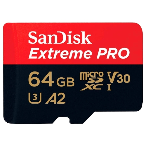 Карта памяти 64Gb microSDXC Sandisk Extreme Pro Class 10 UHS Class 3, UHS-I + адаптер (SDSQXCY-064G-GN6MA)