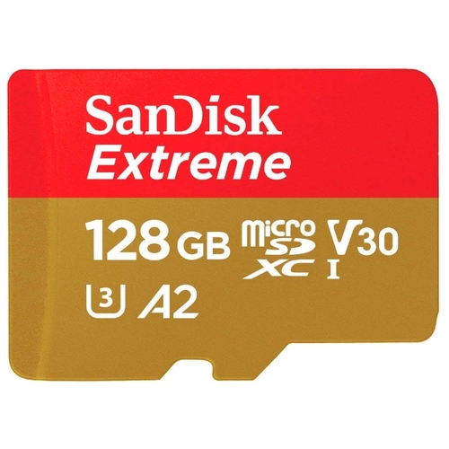 Карта памяти 128Gb microSDXC Sandisk Extreme Class 10 UHS-I U3 V30 A2 + адаптер