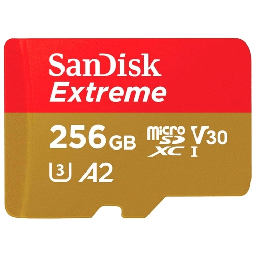 Карта памяти 256Gb microSDXC Sandisk Extreme Class 10 UHS-I U3 V30 A2 + адаптер