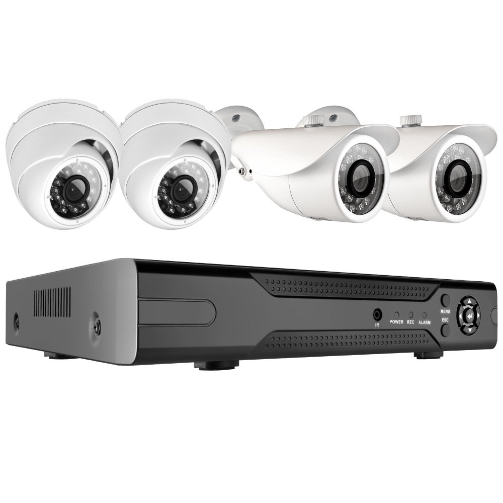 Комплект видеонаблюдения Ginzzu HK-442D, кол-во каналов 4, камер в комплекте: 4 (внутренние/уличные), 2 Мп, 3,6 мм, ИК подсветка, (HK-442D)