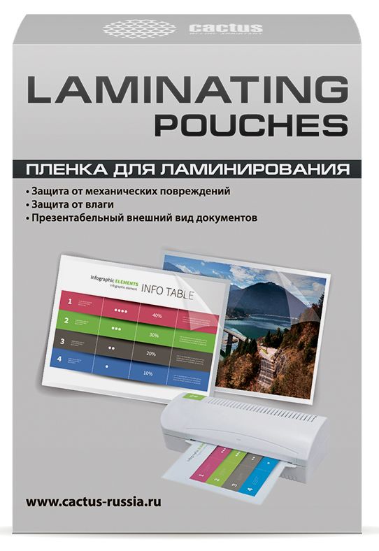 

Пленка для ламинирования Cactus 125мкм, A7, 100 шт., глянцевая (CS-LPGA7125100)