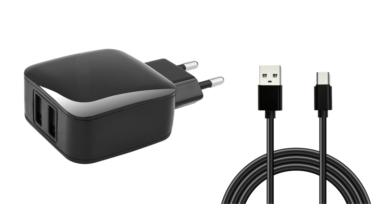 

Сетевое зарядное устройство Jet.A UC-C18, 2USB, USB type-C, 3.1A, черный, кабель USB Type C, UC-C18
