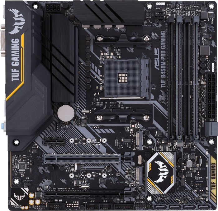 

Материнская плата ASUS TUF B450M-PRO GAMING, SocketAM4, AMD B450, 4xDDR4, 2PCI-Ex16, 6SATA3, 7.1-ch, GLAN, 5USB 3.1, USB Type-C, DVI, HDMI, mATX, Retail, TUF B450M-PRO GAMING