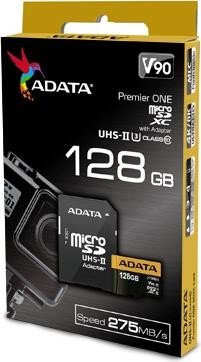 

Карта памяти 128Gb microSDXC ADATA Premier ONE Class 10 UHS-II U3 + адаптер, AUSDX128GUII3CL10-CA1