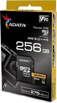 

Карта памяти 256Gb microSDXC ADATA Premier ONE Class 10 UHS-II U3 + адаптер, AUSDX256GUII3CL10-CA1