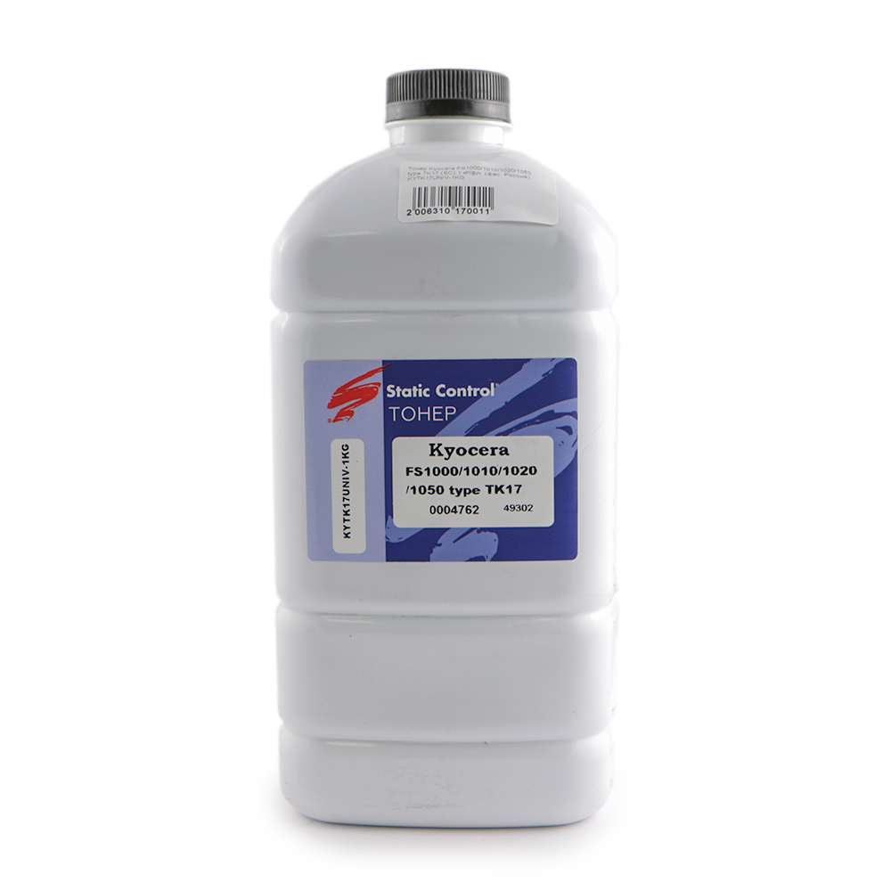 

Тонер Static Control KYTK17UNIV-1KG, флакон 1кг, черный, совместимый, для Kyocera FS1000/1010/1020/1050, KYTK17UNIV-1KG