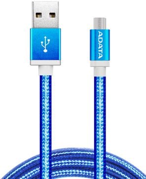 

Кабель MicroUSB-USB, ADATA, 1m, синий, покрытие разъемов никел. сталь (AMUCAL-100CMK-CBL)