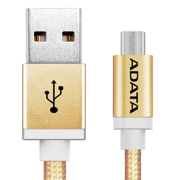 Кабель MicroUSB-USB, ADATA, 1m, золотистый, покрытие разъемов никел. сталь (AMUCAL-100CMK-CGD)
