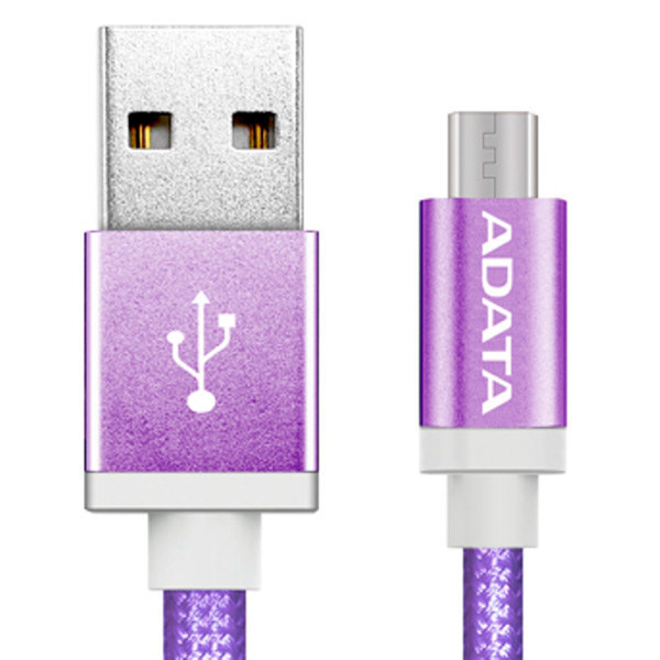 Кабель MicroUSB-USB, ADATA, 1m, фиолетовый, покрытие разъемов никел. сталь (AMUCAL-100CMK-CPU)