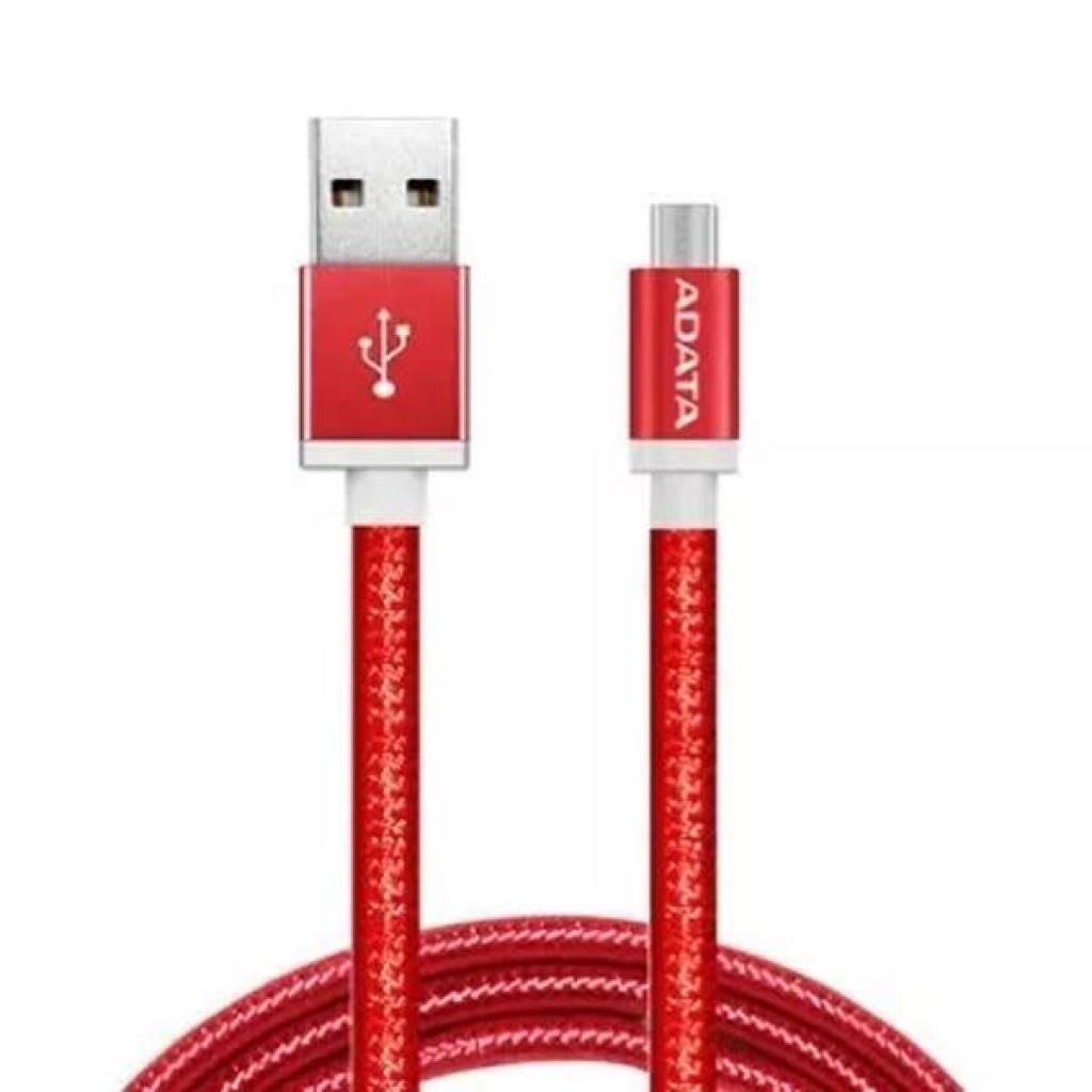 Кабель MicroUSB-USB, ADATA, 1m, красный, покрытие разъемов никел. сталь (AMUCAL-100CMK-CRD)