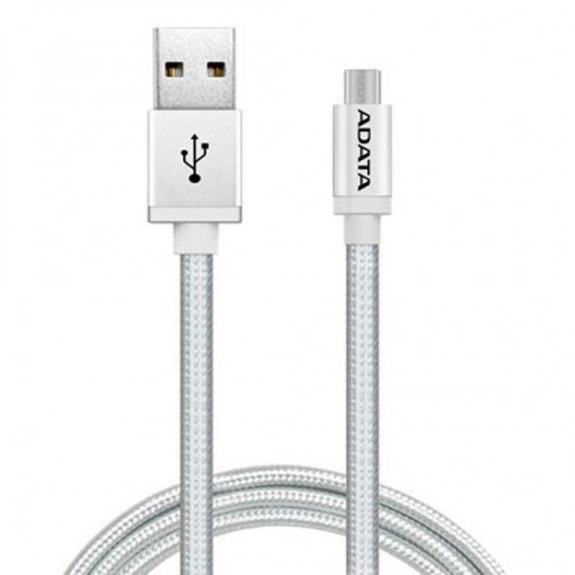 

Кабель MicroUSB-USB, ADATA, 1m, серебристый, покрытие разъемов никел. сталь (AMUCAL-100CMK-CSV)