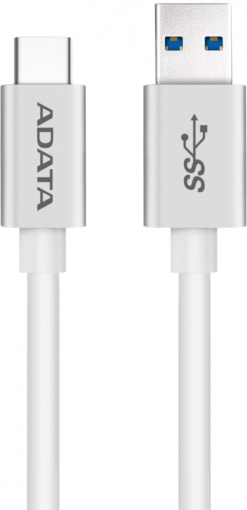 Кабель USB-USB Type-C, ADATA, металлический, 1м, серебристый (ACA3AL-100CM-CSV)