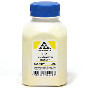 

Тонер AQC AQC-246Y, бутыль 40 г, желтый, совместимый для CLJ M251/M276MFP, AQC-246Y