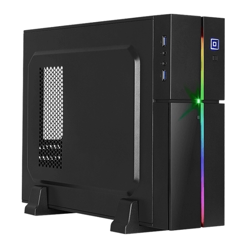 Корпус AeroCool Playa Slim Black, mATX, Slim-Desktop, RGB подсветка, черный, без БП (4718009152175)