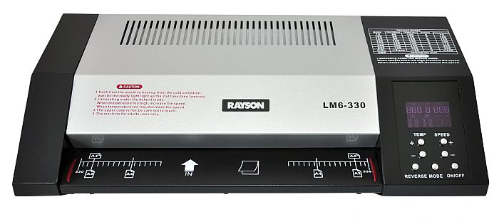 

Ламинатор Rayson LM6-330, A3, 60 мкм - 250 мкм, валов:6, горячее + холодное ламинирование, 150 см/мин., реверс, черный/серый (LM6-330), LM6-330