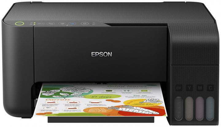 

МФУ струйный Epson L3150, A4, цветной, 33стр/мин (A4 ч/б), 15стр/мин (A4 цв.), 5760x1440dpi, СНПЧ, Wi-Fi, USB (C11CG86409), L3150