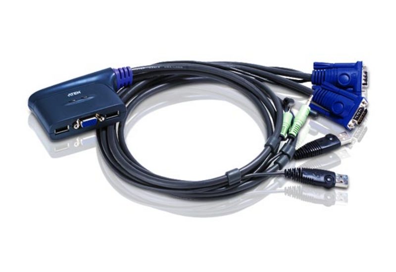 Переключатель KVM (КВМ) ATEN CS62U, 2-ПК, клавиатура USB, мышь USB, видео VGA 2048x1536 (CS62U-A7)