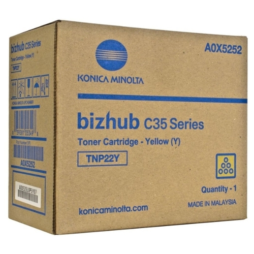 

Картридж лазерный Konica Minolta TNP-22Y/A0X5252, желтый, 6000 страниц, оригинальный для Konica Minolta bizhub C35/C35P, TNP-22Y