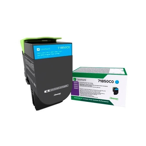 

Картридж лазерный Lexmark 71B50C0, голубой, 2300 страниц, оригинальный для Lexmark CS317dn, CS417dn, CS517de, CX317dn, CX417dn, CX517de