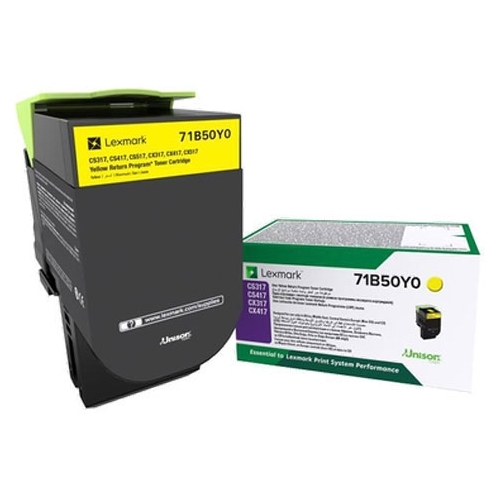 

Картридж лазерный Lexmark 71B50Y0, желтый, 2300 страниц, оригинальный для Lexmark CS317dn, CS417dn, CS517de, CX317dn, CX417dn, CX517de