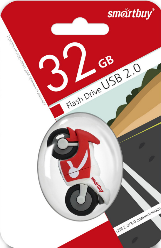 

Флешка 32Gb USB 2.0 SmartBuy Байк, белый/красный (SB32GBBike), Байк