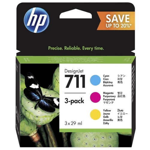 

Картридж струйный HP 711 (P2V32A), многоцветный, оригинальный, объем 29мл, 3шт., для HP DesignJet T120/T520, 711