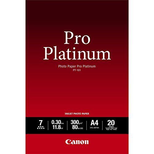 

Фотобумага A4 300г/м2 глянцевая, 20 листов, односторонняя, Canon Photo Paper Pro Platinum PT-101/2768B067 универсальная, PT-101