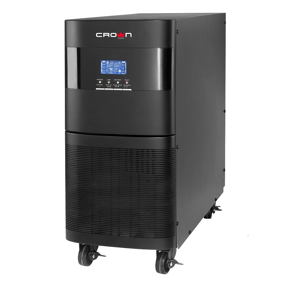 ИБП CROWN CMUOA-350-10K, 10000 В·А, 9 кВт, IEC/клемная колодка, розеток - 3, USB, черный