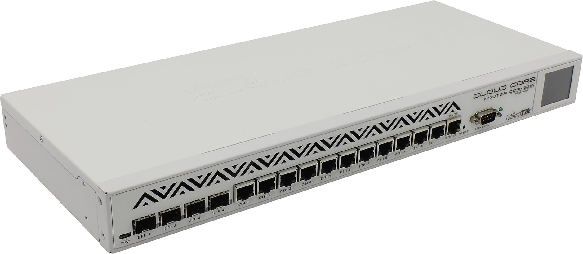 

Маршрутизатор MikroTik Cloud Core Router CCR1036-12G-4S, LAN: 12x10/100/1000 Мбит/сек, WAN 1x1 Гбит/сек, кол-во SFP/uplink: 4x1 Гбит/с, Cloud Core Router CCR1036-12G-4S