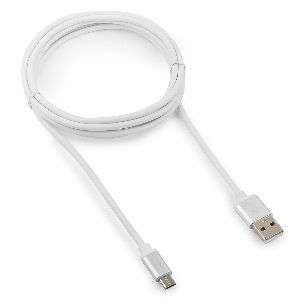 Кабель USB-micro, Cablexpert, 1.8m, белый, блистер (CC-S-mUSB01W-1.8M)