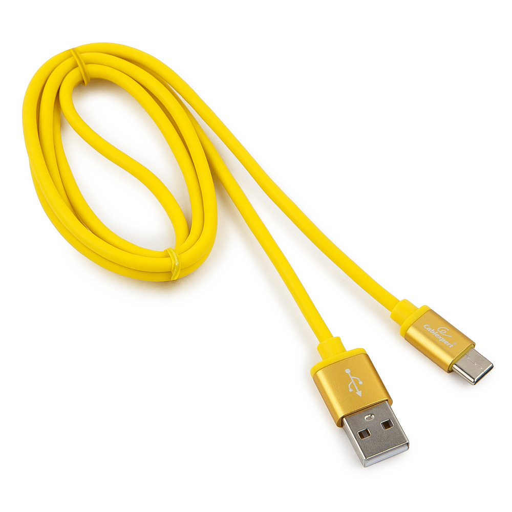 Кабель USB(AM)-Type-C, Cablexpert, блистер, 1м, желтый (CC-S-USBC01Y-1M)