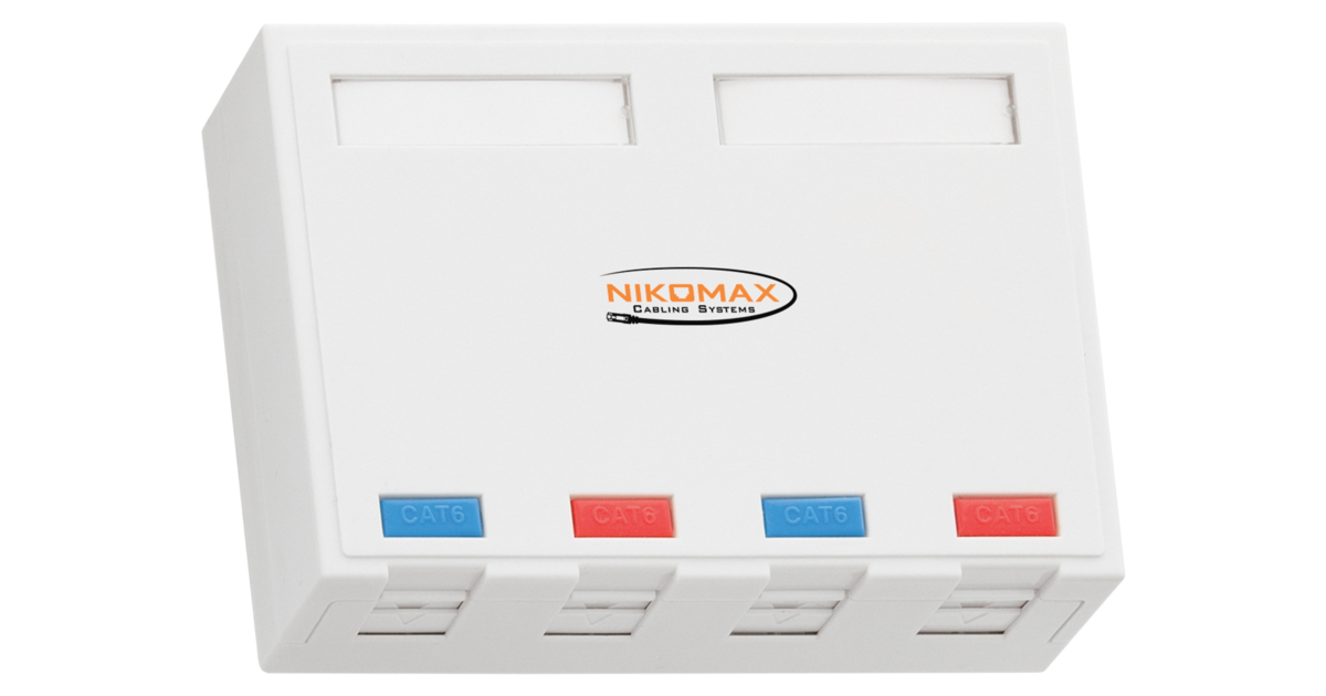 

Корпус настенной розетки 4xRJ-45 категория 6, внешняя, NMC-MB4P-ST-WT NIKOMAX, NMC-MB4P-ST-WT