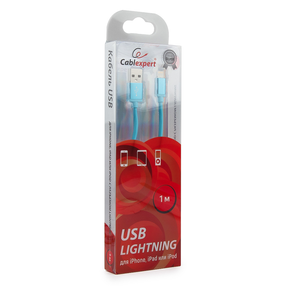 

Кабель USB2.0(Am)-Lightning, Cablexpert , 1m, синий, блистер (CC-S-APUSB01Bl-1M)