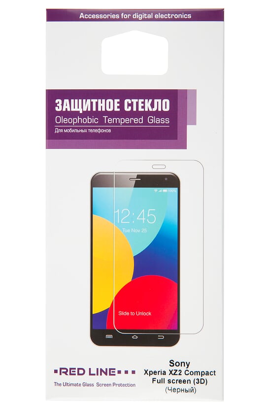 

Защитное стекло 3D Red Line для смартфона Sony Xperia XZ2 Compact Full Screen, с черной рамкой (УТ000015491)