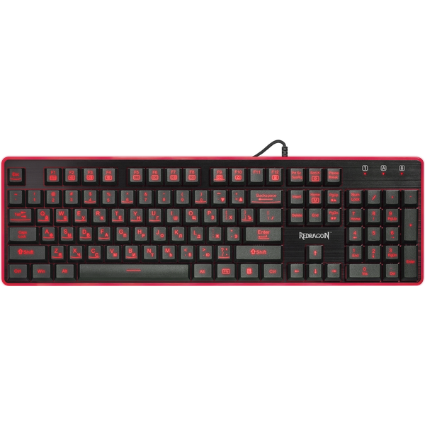

Клавиатура проводная Redragon Dyaus, мембранная, подсветка, USB, черный (75076), Dyaus