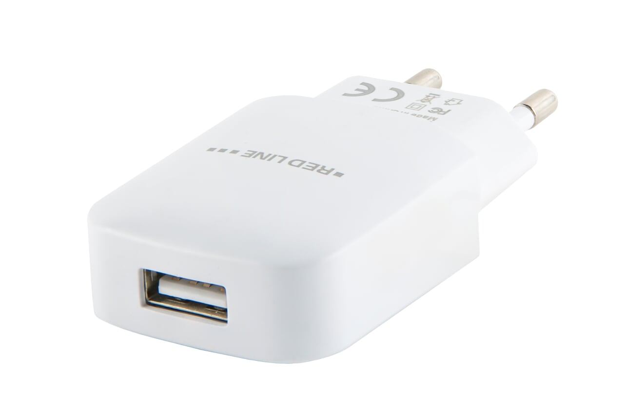 Сетевое зарядное устройство Red Line NTC-2.4А, 1USB, 2.4A, белый (УТ000013628), кабель USB Type C - фото 1