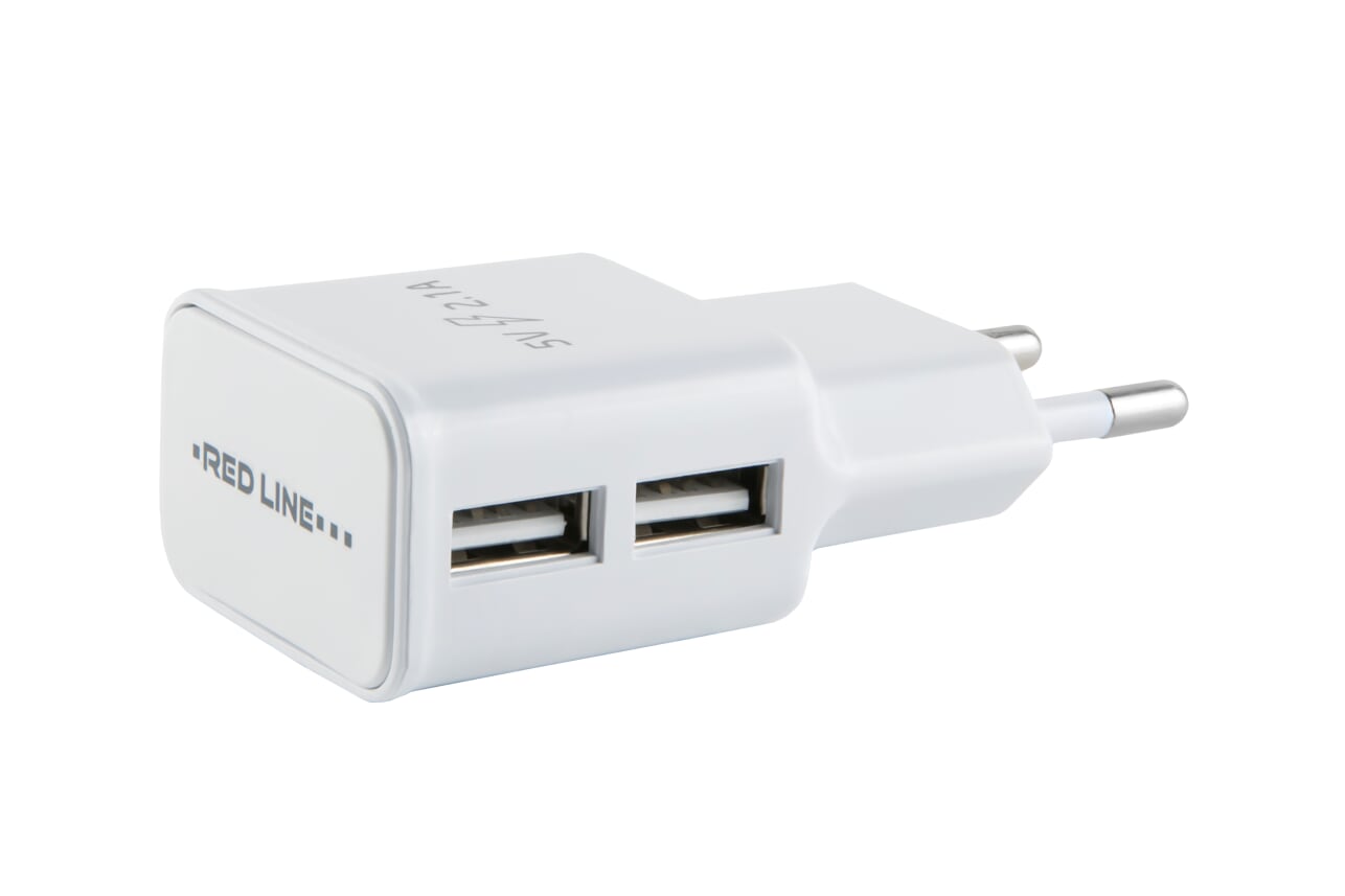 

Сетевое зарядное устройство Red Line NT-2A, 2USB, 2.1A, белый (УТ000013637), Lightning 8pin, NT-2A