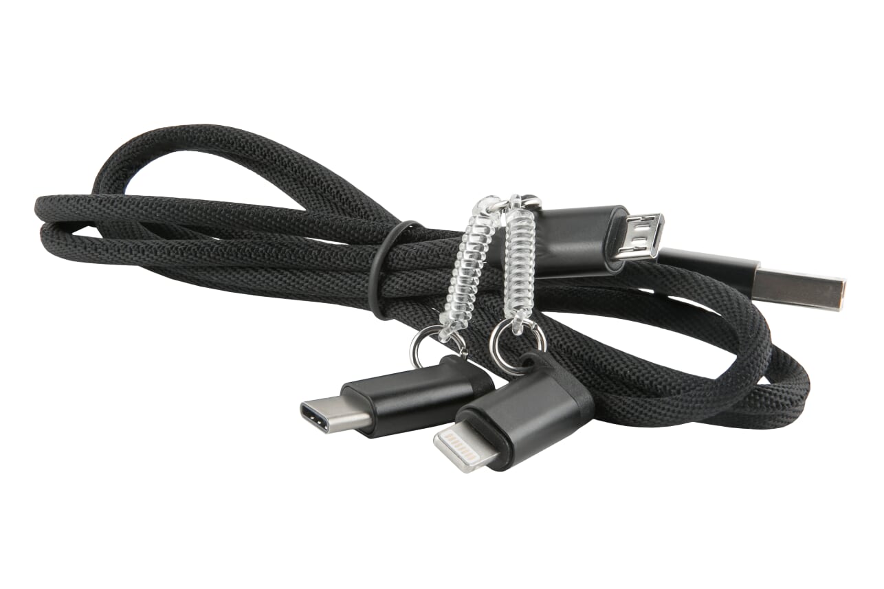 

Кабель USB-Micro USB+USB Type-C+Lightning 8-pin, 1м, черный Red Line