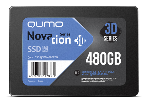 

Твердотельный накопитель (SSD) Qumo 480Gb Novation, 2.5", SATA3 (Q3DT-480GPGN)
