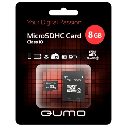 Карта памяти 8Gb microSDHC Qumo Class 10 UHS-I U1 + адаптер