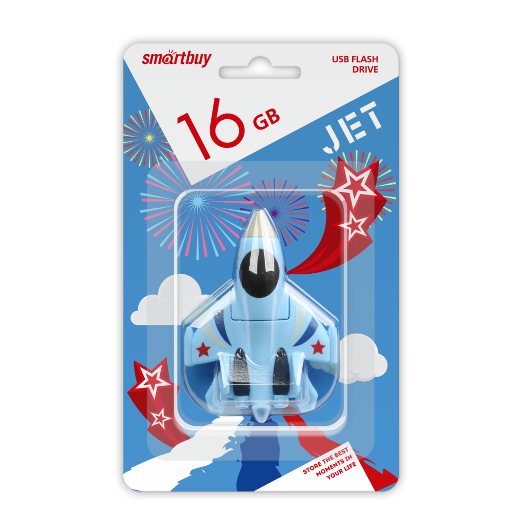 

Флешка 16Gb USB 2.0 SmartBuy Wild Series Истребитель, голубой (SB16GBFI), Wild Series Истребитель